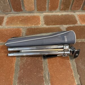 VINTAGE SUNSET CHROME CAMERA TRIPOD WITH TELESCOPING LEGS & SUNSET CASE